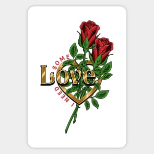 Two roses in golden heart Magnet